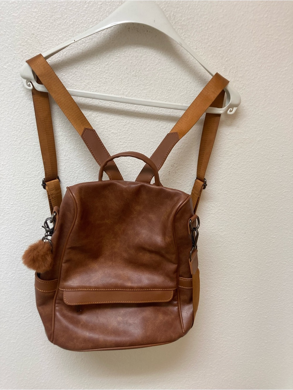 CHERUTY Women’s Vegan Faux Leather Cognac Colored Backpack